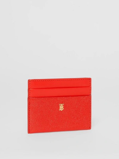 Shop Burberry Monogram Motif Leather Card Case In Bright Red