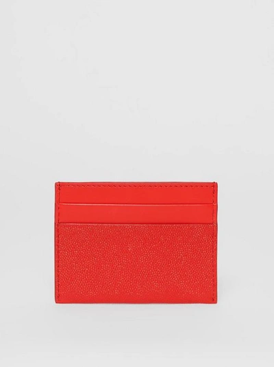 Shop Burberry Monogram Motif Leather Card Case In Bright Red