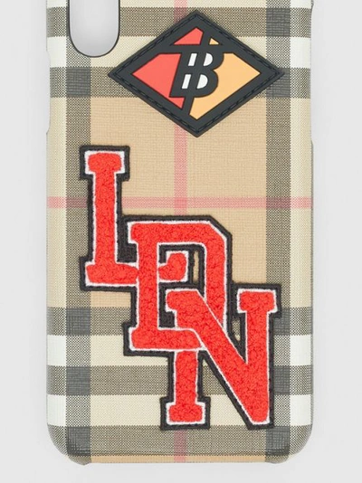 Shop Burberry Logo Graphic Vintage Check Iphone X/xs Case In Archive Beige