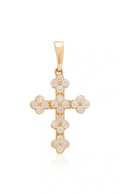 Shop Ashley Mccormick Cross 18k Gold And Diamond Necklace