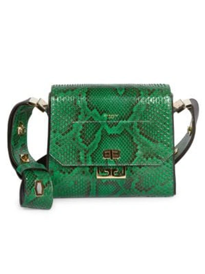 Shop Givenchy Medium Eden Python Crossbody Bag In Grass Green