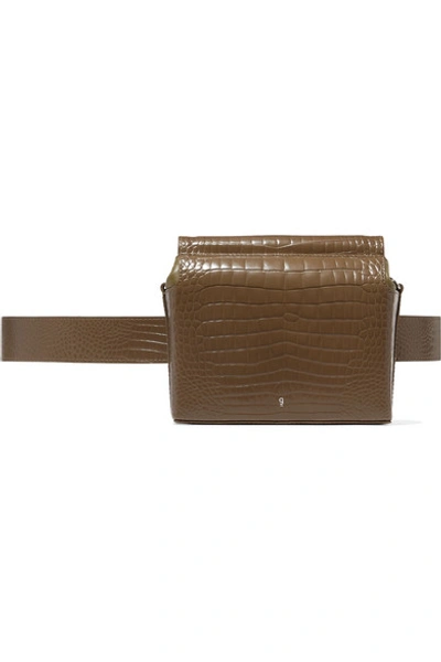 Shop Gu De Pitch Croc-effect Leather Belt Bag In Brown