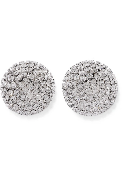 Shop Alessandra Rich Oversized Silver-tone Crystal Earrings