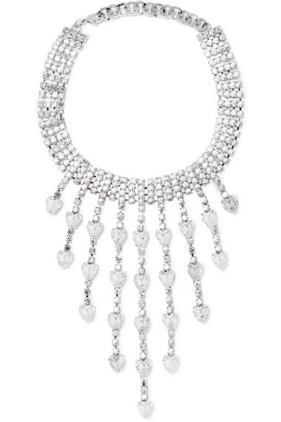 Shop Alessandra Rich Silver-tone Crystal Choker