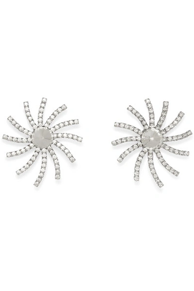 Shop Alessandra Rich Oversized Silver-tone Crystal Clip Earrings