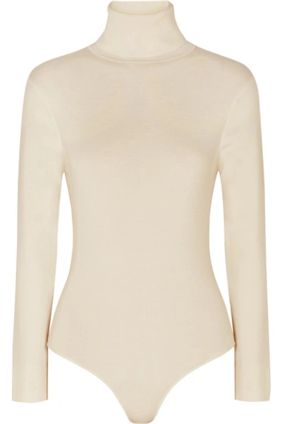 Shop Loulou Studio Galora Wool-blend Turtleneck Bodysuit In Cream