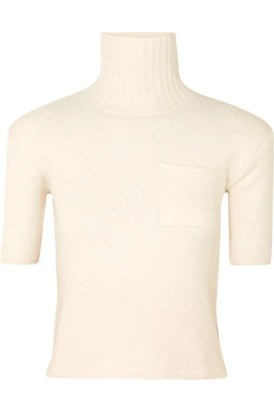 Shop Commission Knitted Turtleneck Sweater In Cream