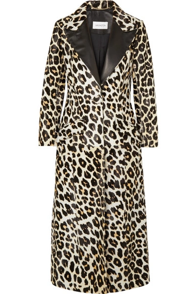 Shop 16arlington Debbie Leather-trimmed Leopard-print Calf Hair Coat In Leopard Print
