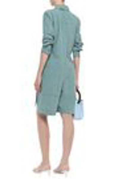 Shop Tibi Wrap-effect Stretch-wool Playsuit In Grey Green