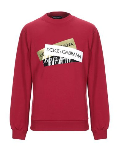 Shop Dolce & Gabbana Man Sweatshirt Burgundy Size 44 Cotton, Elastane In Maroon