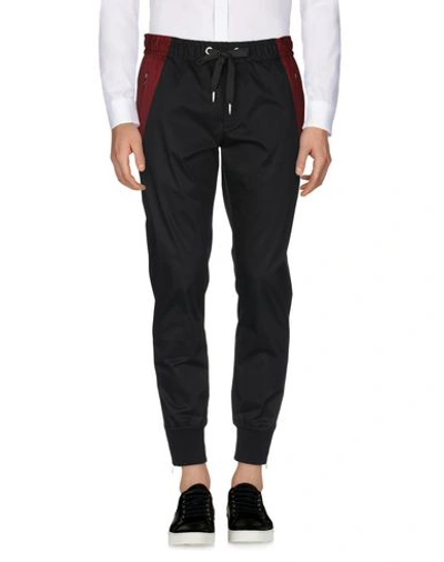 Dolce & Gabbana Red Stripe Cotton Logo Jogger Sweatpants Pants In Black
