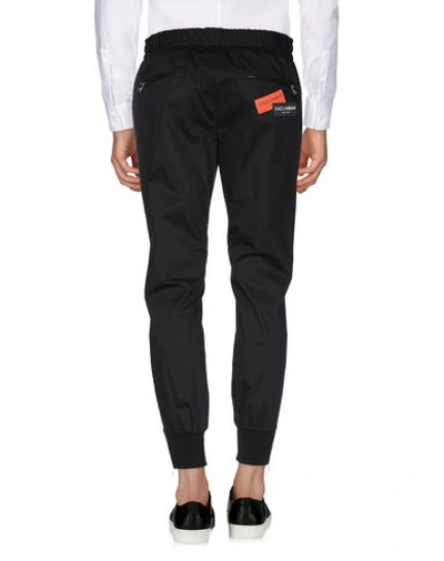Dolce & Gabbana Red Stripe Cotton Logo Jogger Sweatpants Pants In Black