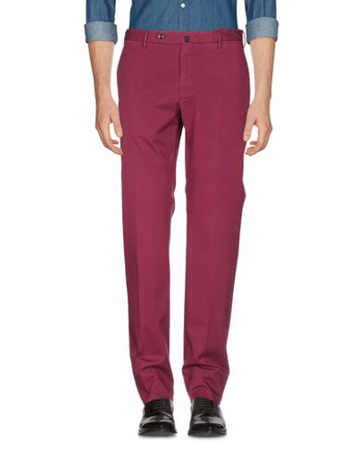 Shop Incotex Man Pants Garnet Size 36 Cotton, Elastane In Red