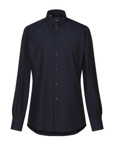 Shop Dolce & Gabbana Man Shirt Midnight Blue Size 16 Cotton