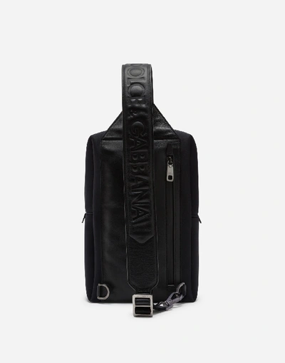 Shop Dolce & Gabbana Monreale Tecnico Belt Bag In Neoprene With Heat-stamped Logo In Black