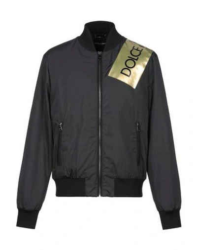 Shop Dolce & Gabbana Man Jacket Black Size 42 Polyamide, Polyester, Silk, Elastane