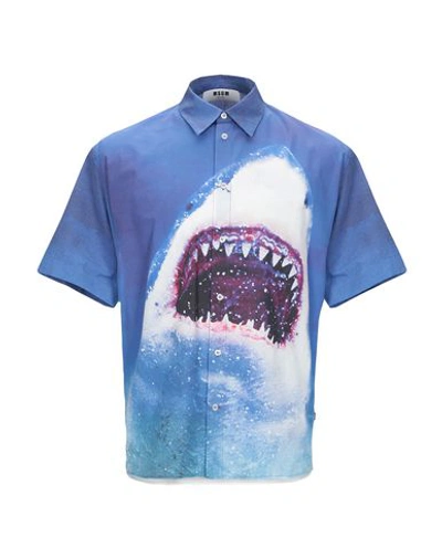 Shop Msgm Shirts In Blue