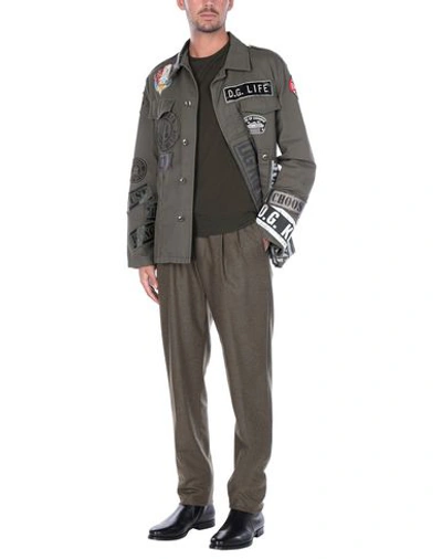 Shop Dolce & Gabbana Man Jacket Military Green Size 34 Cotton