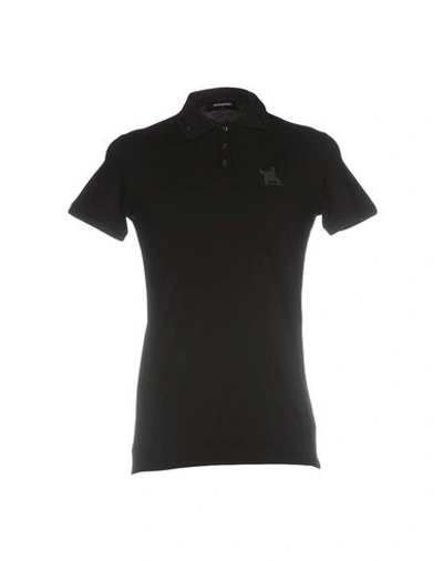 Shop Dsquared2 Man Polo Shirt Black Size M Cotton