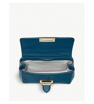 Shop Aspinal Of London Mini Hat Box Leather Bag In Topaz