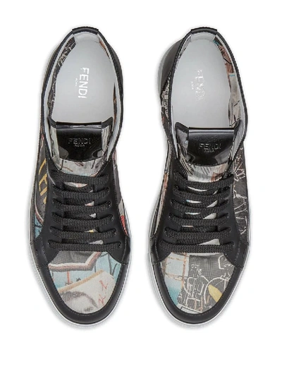 Shop Fendi Karl Kollage High Top Sneakers