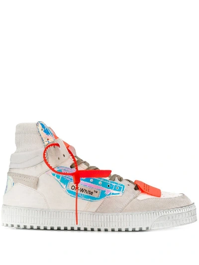 Shop Off-white White & Multicolor Off-court High Tops Iridescent