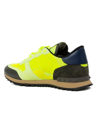 Shop Valentino Neon Rockrunner Sneakers In Yellow