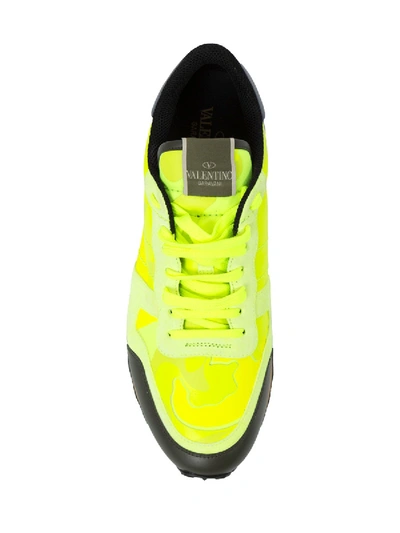 Shop Valentino Neon Rockrunner Sneakers In Yellow