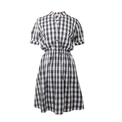Shop Tomcsanyi Monor Check Double Button Skirt Dress