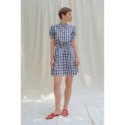 Shop Tomcsanyi Monor Check Double Button Skirt Dress
