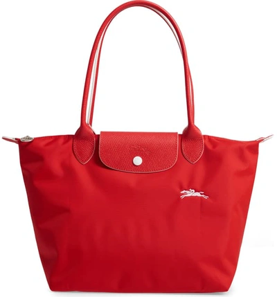 Shop Longchamp Le Pliage Club Small Shoulder Tote - Red In Vermillion