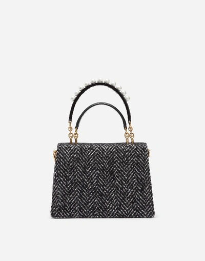 Shop Dolce & Gabbana Medium Fabric Welcome Bag In White/black