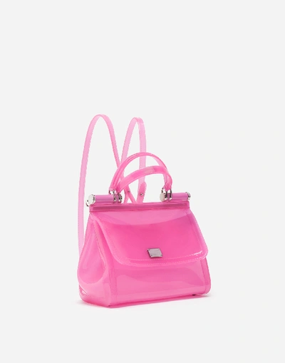 Shop Dolce & Gabbana Small Sicily Backpack In Transparent Rubber In Pink