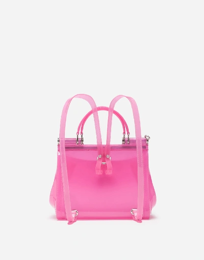 Shop Dolce & Gabbana Small Sicily Backpack In Transparent Rubber In Pink