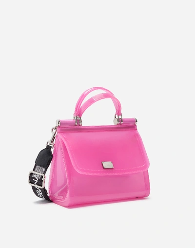 Shop Dolce & Gabbana Small Sicily Bag In Transparent Rubber In Pink