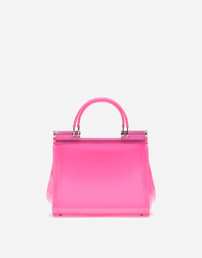 Shop Dolce & Gabbana Small Sicily Bag In Transparent Rubber In Pink