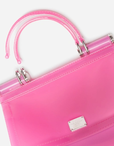 Shop Dolce & Gabbana Small Sicily Bag In Transparent Rubber In Pink