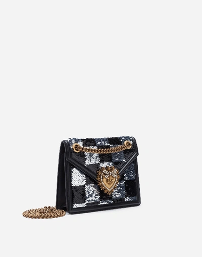Shop Dolce & Gabbana Medium Devotion Bag With Sequins In Black