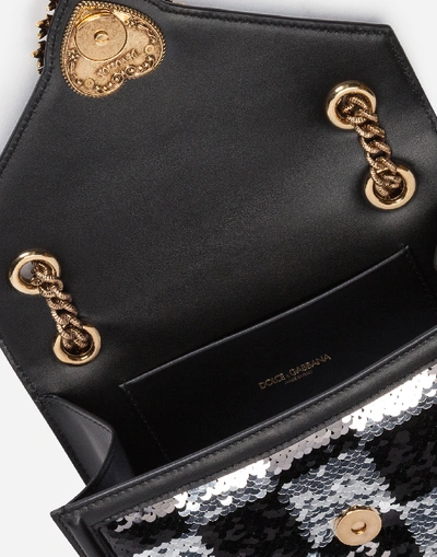 Shop Dolce & Gabbana Medium Devotion Bag With Sequins In Black