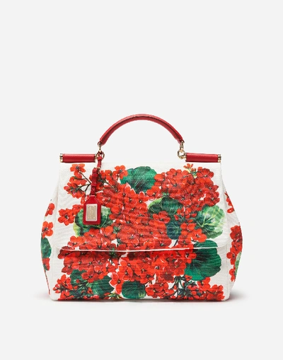 Shop Dolce & Gabbana Large Sicily Soft Bag In Portofino-print Canvas In Floral Print