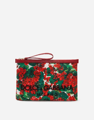 Shop Dolce & Gabbana Portofino-print Canvas Clutch In Floral Print