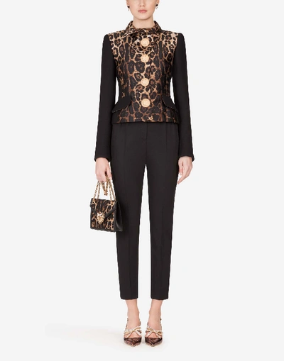 Shop Dolce & Gabbana Medium Devotion Bag In Leopard-print Jacquard