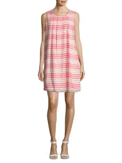 Shop Calvin Klein Collection Sleeveless Striped Shift Dress In Coral