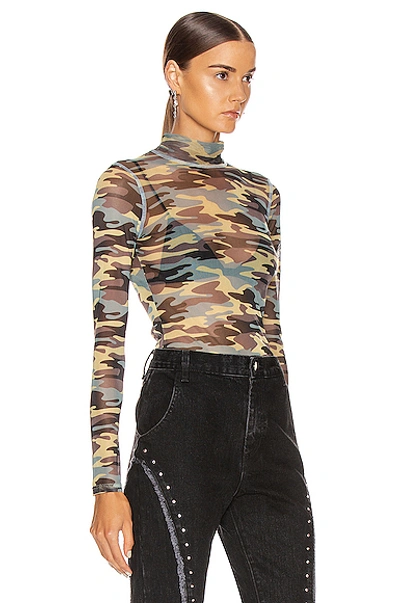Shop Sandy Liang Promise Top In Camo,green