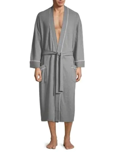 Shop Saks Fifth Avenue Men's Waffle Knit Robe In Fog