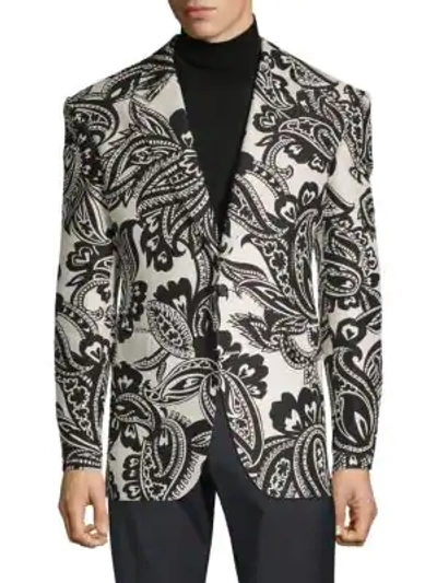 Shop Alexander Mcqueen Paisley-print Cotton & Silk-blend Sportcoat In Ivory Black