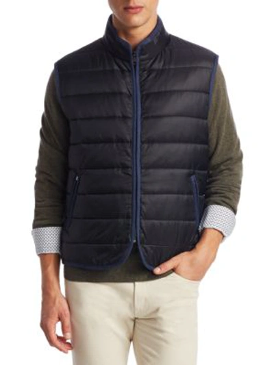 Shop Saks Fifth Avenue Collection Quilted Zippered Vest In Blue