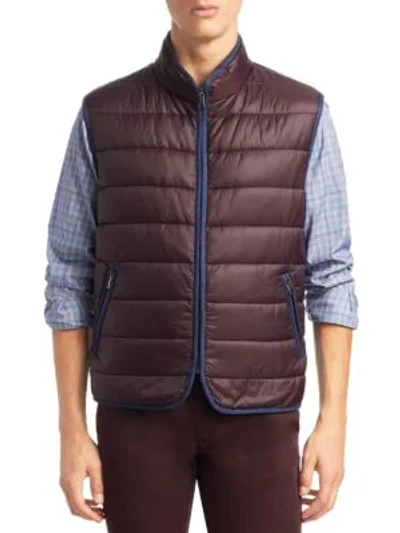 Shop Saks Fifth Avenue Collection Quilted Zippered Vest In Wine