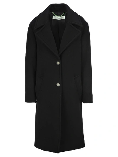 Shop Off-white Off White Lettering Coat In Black Green