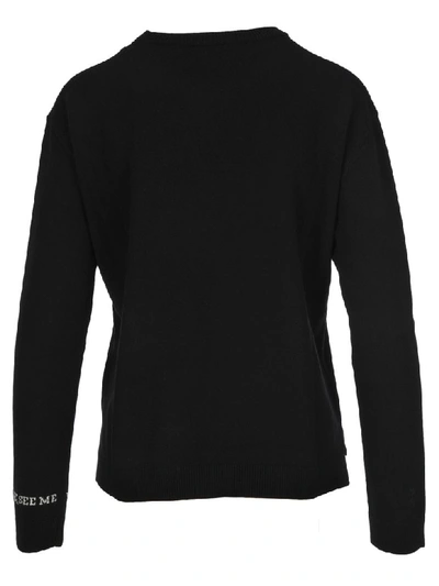 Shop Valentino Rose Intarsia Sweater In Black